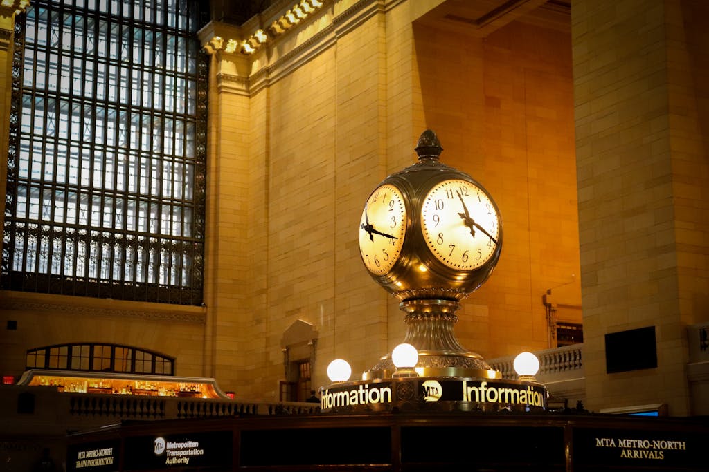 The classic clock at Grand Central Terminal, New York City, symbolizing timeless elegance.